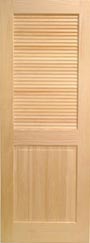 Pine 2-Panel Half Louver Interior Door